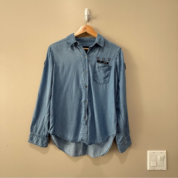 Rails Tops - Rails Denim Button-Up Shirt with Embroidery size S